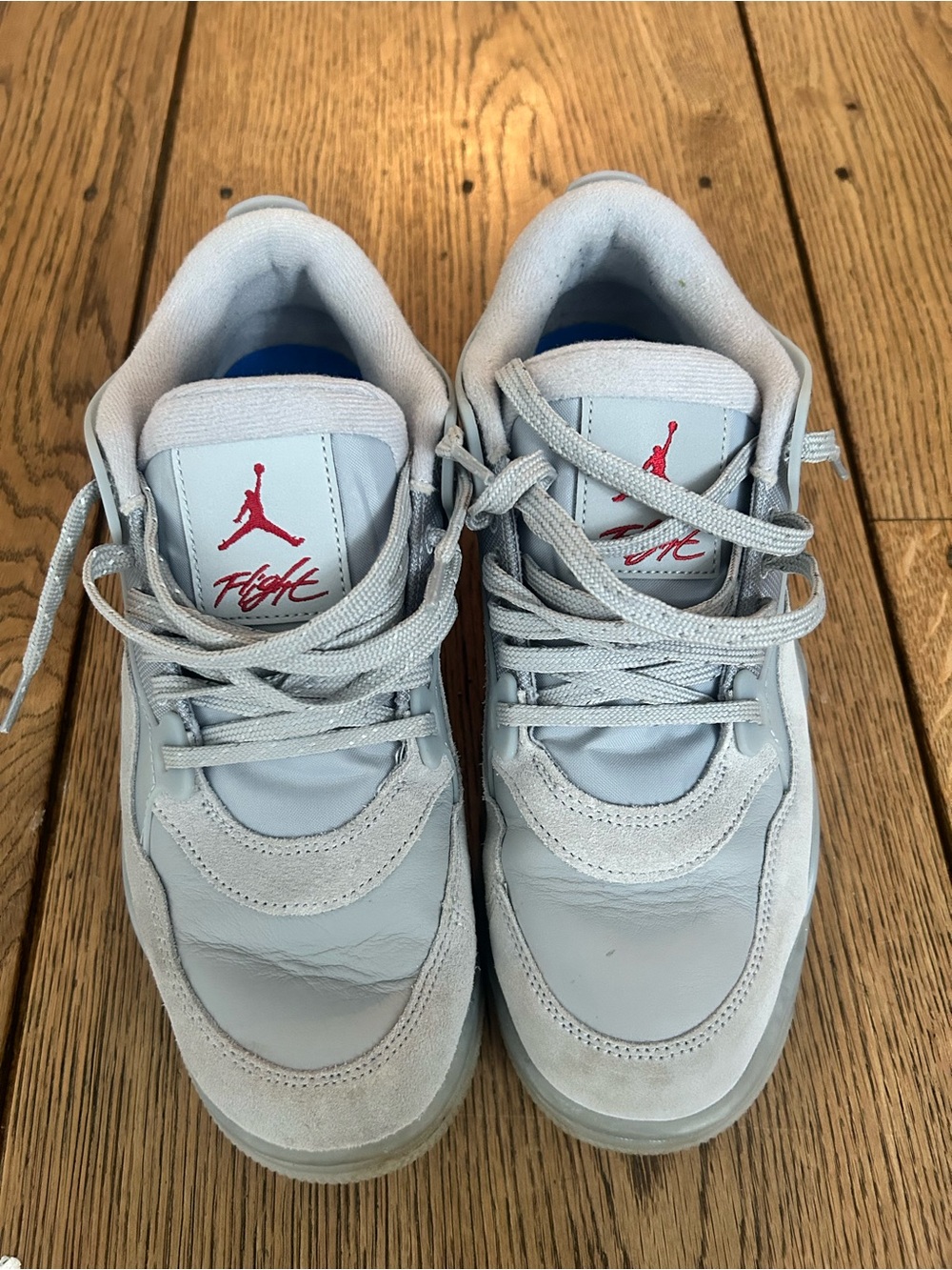Jordan Light Gray Sneakers with Red Jumpman Accent